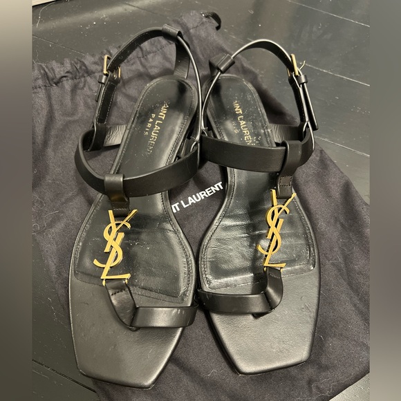 Ysl Saint Laurent Cassandra Thong Sandals black - Picture 1 of 7